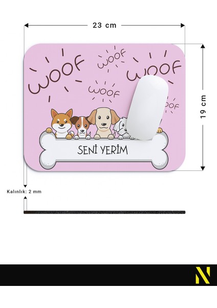 Pembe Renkli Sevimli Hayvanlar Desenli Ergonomik Mouse Pad - 23 cm x 19 cm - Kaydırmaz Taban Ev ve Ofis Kullanımı Için Ideal Fare Altlığı Mousepad