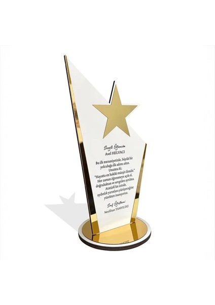 Kişiye Özel Plaket - Ahşap Plaket - Mezuniyet Hatırası - Okul Plaketi - 23CM x 12CM - Beyaz fiyatları