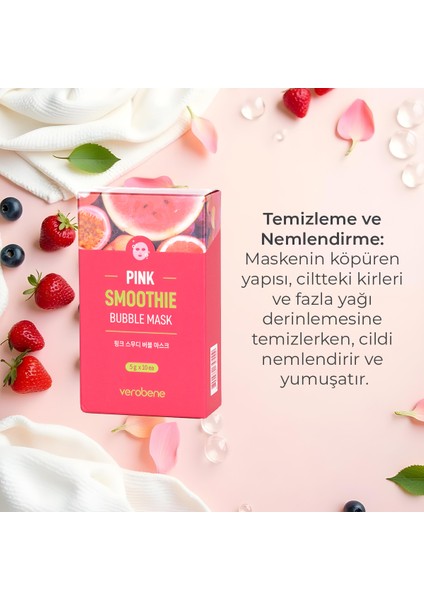 Pink Smoothie Bubble Mask Temizleyici Köpüren Maske Kore 5g x 10pcs fırsatları
