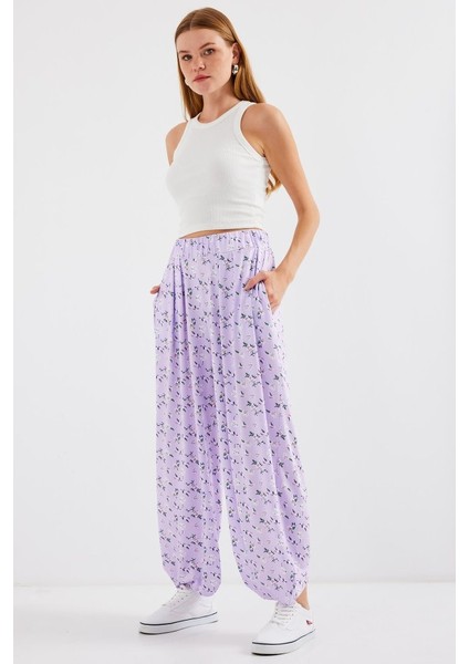 6665 Desenli Şalvar Pantolon - Lila indirimleri