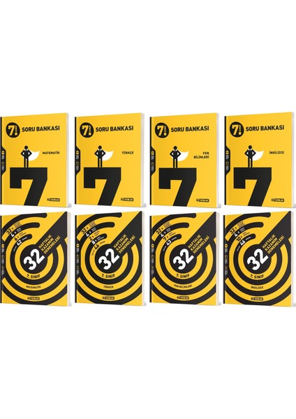 2025 7. Sınıf Matematik Türkçe Fen Ingilizce Soru + 36 Haftalık Deneme Seti 8 Kitap