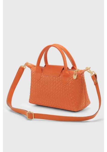 Turuncu Örgü Çanta Çok Yönlü Pu Deri El Ve Omuz Askılı Çanta 273 modelleri