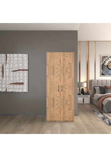 2 Kapaklı 5 Katlı Çok Amaçlı Atlantik Çam Elbise Dolabı / Saklama Dolabı 70CM fiyatları