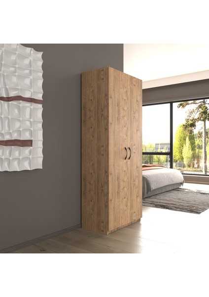 2 Kapaklı 5 Katlı Çok Amaçlı Atlantik Çam Elbise Dolabı / Saklama Dolabı 70CM modelleri