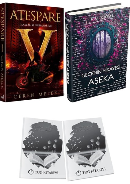 Gecenin Hikayesi Aşeka Ciltli ve Ateşpare 1 Canavar Mı Kahraman Mı? Ciltli Ceren Melek 2li Set + Hediyeli