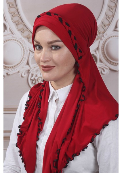 Fırfırlı Hazır Şal Kırmızı fiyatları