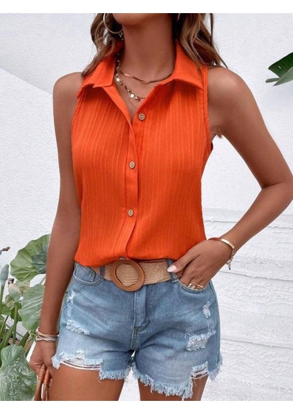 Kadın Sıfır Kol Pamela Kumaş Gömlek fiyatları