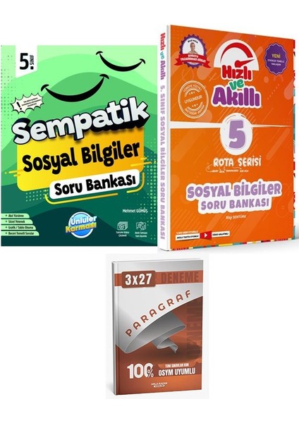 Tammat+Ünlüller 5. Sınıf Sosyal Bilgiler Rota Serisi Hızlı ve Akıllı Soru Bankası Seti+Anla Kazan Paragraf