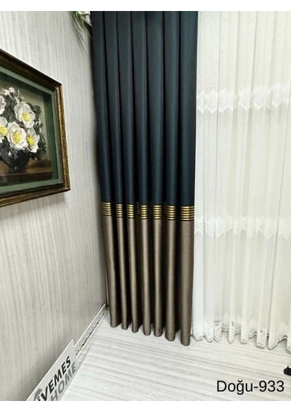Nivemeshome Doğu Zümrüt Yeşili - Gold FT671536 V-933 1/3 Sık Pileli Fon Perde Apm