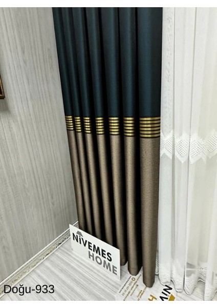 Nivemeshome Doğu Zümrüt Yeşili - Gold FT671536 V-933 1/3 Sık Pileli Fon Perde Apm fırsatları
