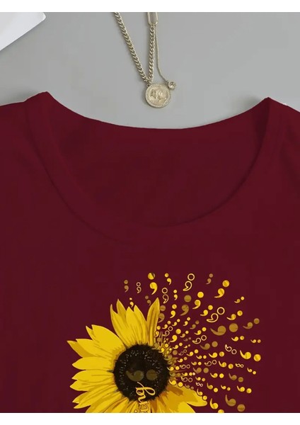 Kadın Uzun Kollu Bisiklet Yaka Ayçiçeği Desenli Viskon Bluz fırsatları