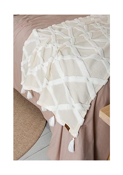 Jakarlı Yatak Runner Set Bella Ekru modelleri