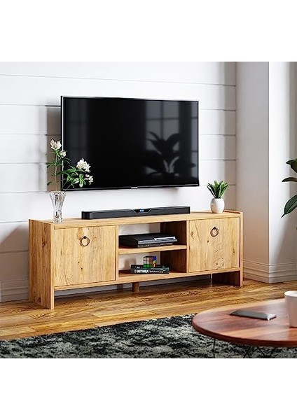 Sehpası Kapaklı Raflı Tv Ünitesi Televizyon Sehpası (Atlantik Çam) modelleri