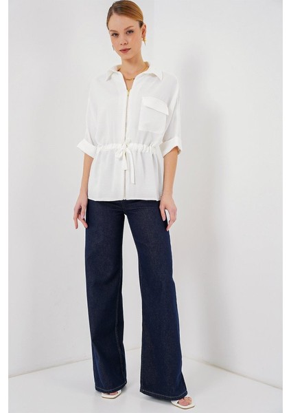 Fermuarlı Gömlek 0721 - Beyaz fiyatları