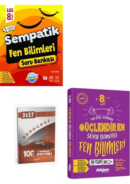 Ünlüller+Ankara 2026 8.sınıf Sempatik Fen Bilimleri Soru Bankası Seti+Anla Kazan Paragraf