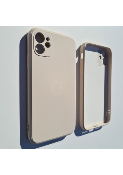 iPhone 11 Uyumlu Köseli Kalıp 12 Görünümlü Lansman Içi Süet Silikon Kılıf