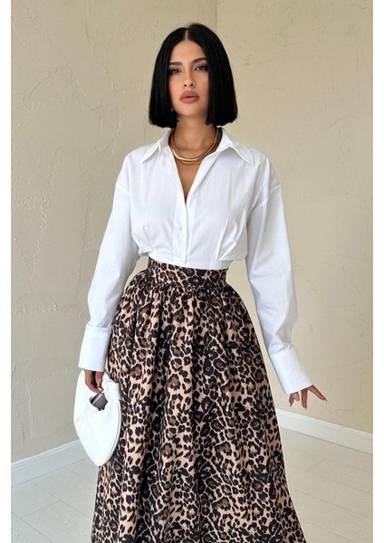 Leopar Leopar Büzgülü Uzun Etek fiyatları
