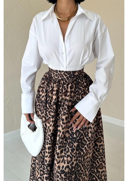 Leopar Leopar Büzgülü Uzun Etek modelleri