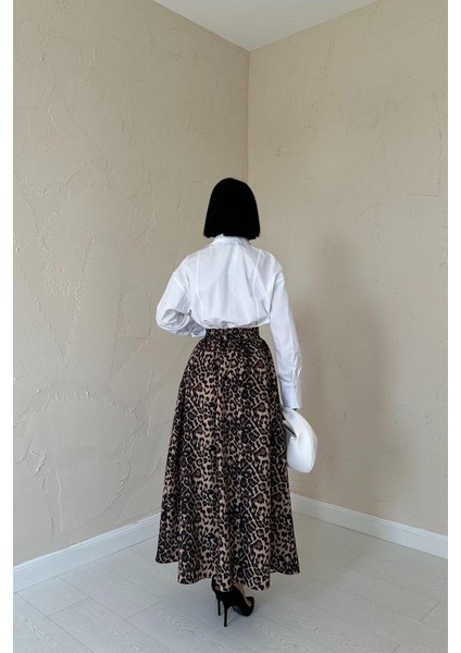 Leopar Leopar Büzgülü Uzun Etek fırsatları