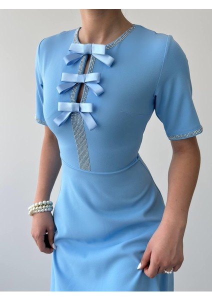 Wera Taşlı Fiyonk Detaylı Elbise