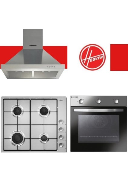 3lu Inox Paslanmaz Celık Ankastre Set (HON602X-TN FIRIN/HHW6LMX/TK Setustu OCAK/HCH6MXTK Davlumbaz)