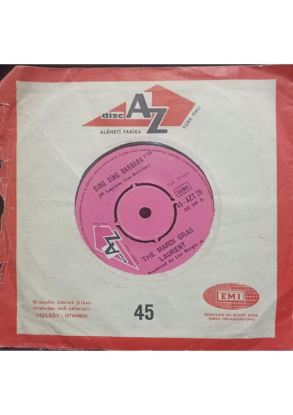 Laurent – Sing Sing Barbara / Le Temple Bleu Dönem Tr Baskı 45 Lik