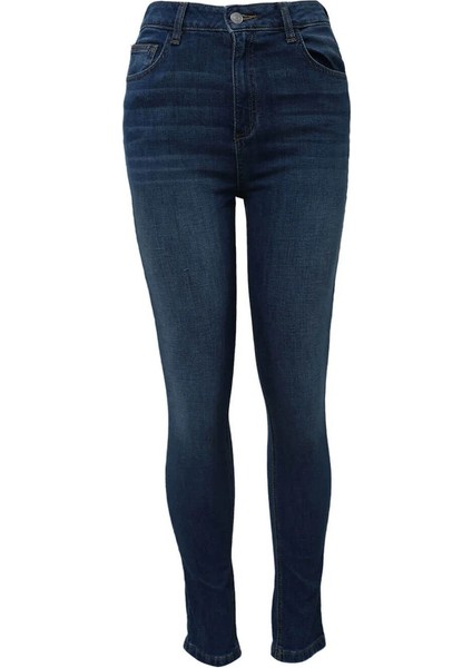 Kadın Yüksek Bel Dar Paça Skinny Fit Likralı Mavi Jean Pantolon indirimleri