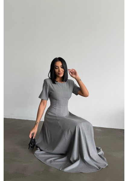Poliviskon Elbise - Gri