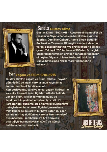 Gustav Klimt (Ölüm ve Yaşam 1910-1915) Çerçeveli Klasik Vintage Duvar Tablo modelleri