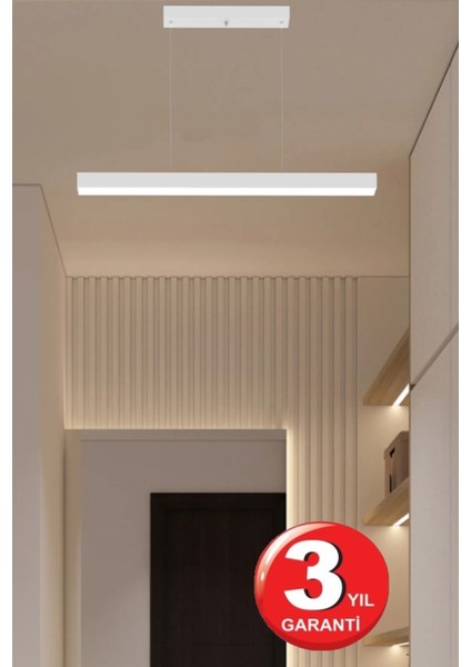 Lineer 80CM Beyaz Kasa Sıcak Beyaz Işık 4000K Ledli Sarkıt Modern LED Avize, Salon, Mutfak, Masa Üstü indirimleri