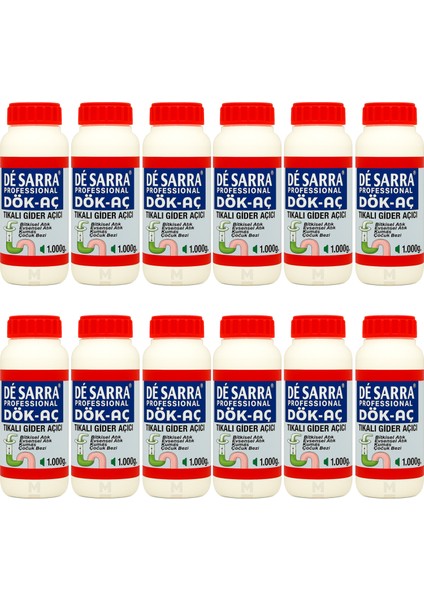 Dök-Aç Lavabo Gider Açıcı Sıvı - 1 Litrelik 12 Adet - 1 Koli