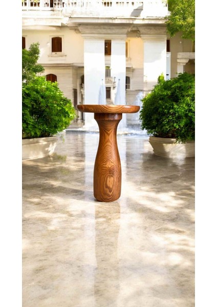 Tekli Dekoratif Mantar Sehpa | Açık Ceviz Renk