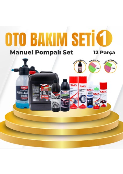 Oto Bakım Seti - 1 Basınçlı Pompa Hediye (12 Parça)