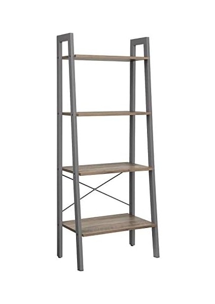 LLS44MG Ayaklı Raf, Kitaplık, 4 Katlı Merdiven Rafı, Metal, Gri fiyatları