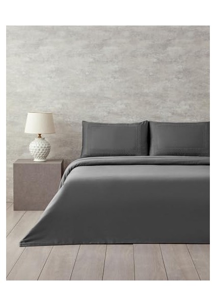 Home Modello Pamuk Saten Nakışlı Çift Kişilik Nevresim Takımı Antrasit fiyatları