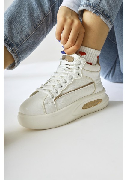 Lourin Ekru Deri Desenli Havalı Taban Bağcıklı Spor Bot fiyatları