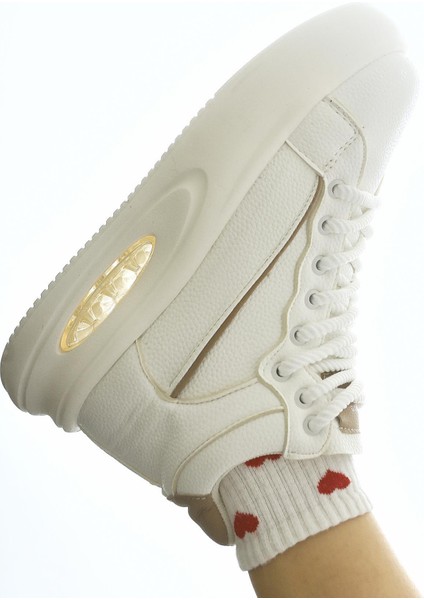 Lourin Ekru Deri Desenli Havalı Taban Bağcıklı Spor Bot modelleri