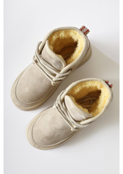 Maricris Bej Süet Kalın Tabanlı Bağcıklı Yarım Bot fırsatları