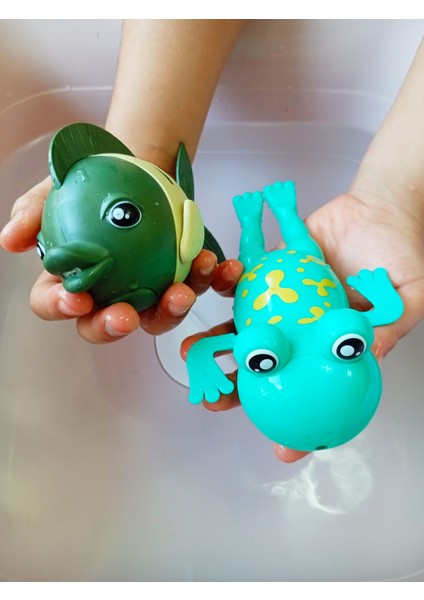2 Adet Kurmalı Balık-Kurbağa Bebek Banyo Oyuncağı Küvet Havuz Banyo Denizde Yüzen Oyuncak indirimleri