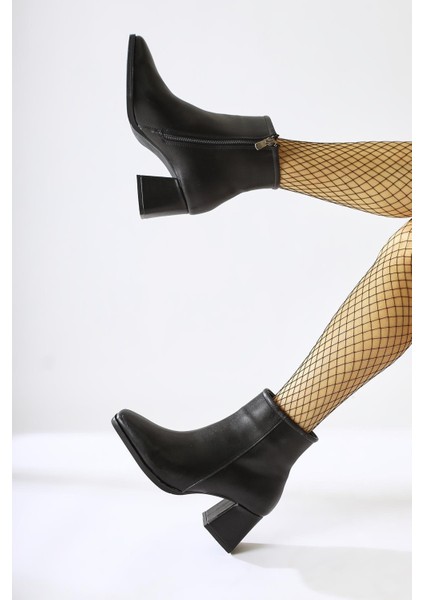 Ream Siyah Sivri Burunlu Topuklu Bot fiyatları