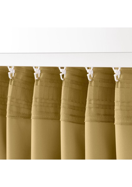Ajgull Fon Perde 145 x 300 cm Sarı Bej Kalın Dokuma 2 Kanat Işık Engelleyici Isı Yalıtımlı fiyatları
