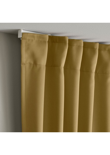 Ajgull Fon Perde 145 x 300 cm Sarı Bej Kalın Dokuma 2 Kanat Işık Engelleyici Isı Yalıtımlı fırsatları