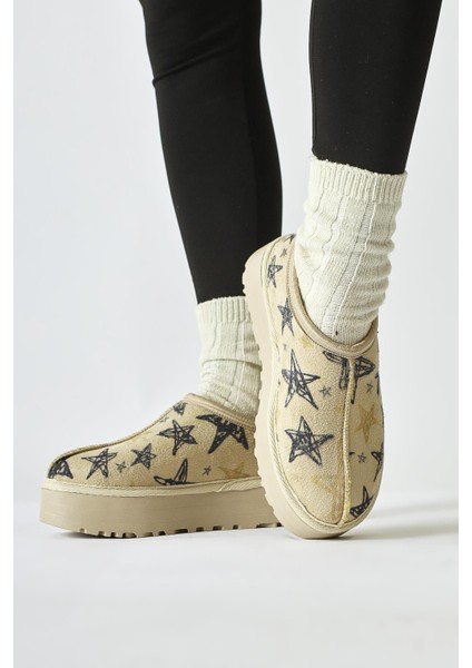 Gamila Bej Süet Yıldız Desenli Içi Kürklü Kısa Bot fiyatları