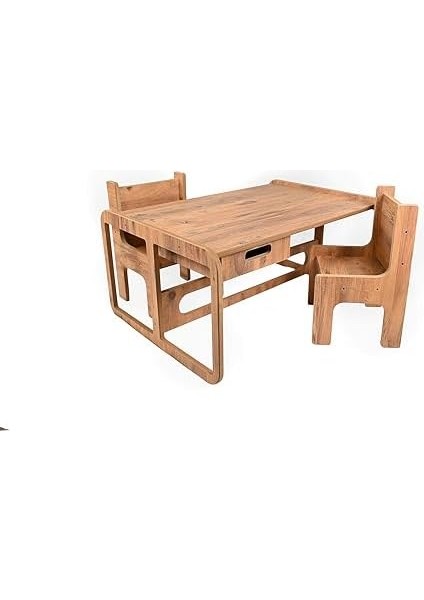 Iki Kişilik Çekmeceli Ahşap Çocuk Oyun & Aktivite Masa ve Sandalye Takımı - 18MM Ceviz Renk Mdf fiyatları