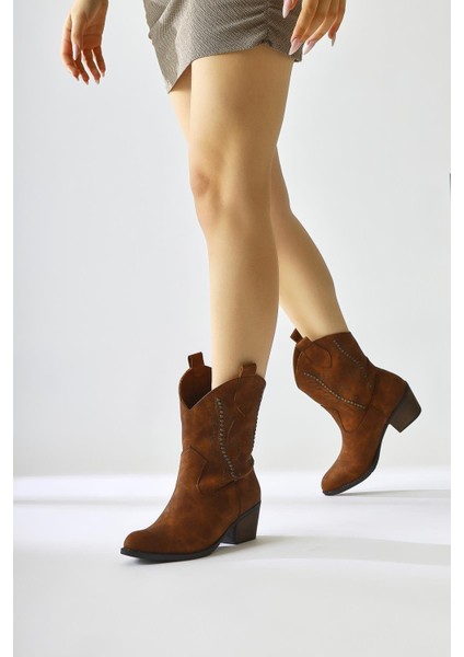 Fiza Taba Sivri Burunlu Nakışlı Zımba Detaylı Western Bot modelleri