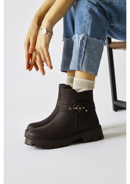 Nico Kahve Oval Burunlu Toka Deteylı Bot