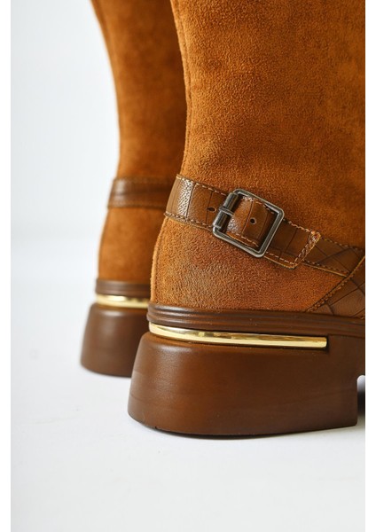 Mieke Taba Süet Çift Kemerli Fermuarlı Bot fiyatları