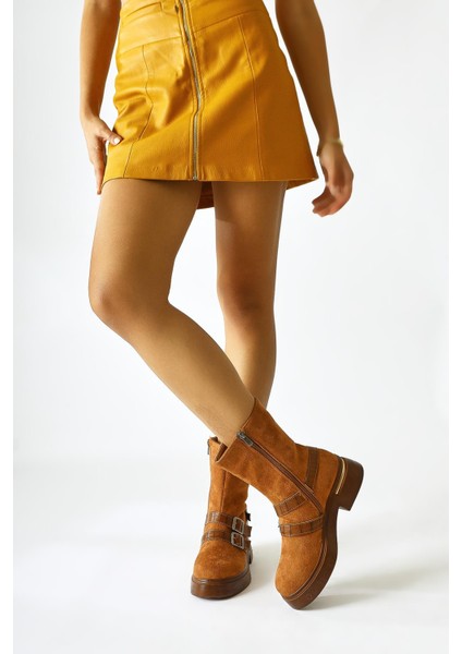 Mieke Taba Süet Çift Kemerli Fermuarlı Bot fırsatları