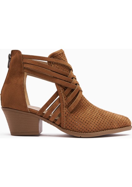 Kimia Taba Süet Fermuarlı Kalın Topuklu Kadın Western Yazlık Bot fiyatları