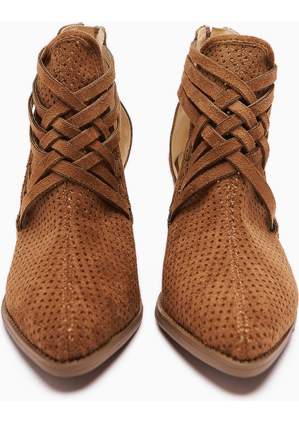 Kimia Taba Süet Fermuarlı Kalın Topuklu Kadın Western Yazlık Bot modelleri